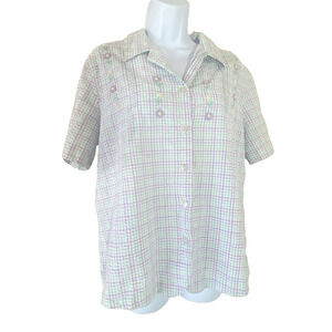 Alfred Dunner Womens Plus Size 20 Blouse Cottage Core Prairie Embroidered Cotton